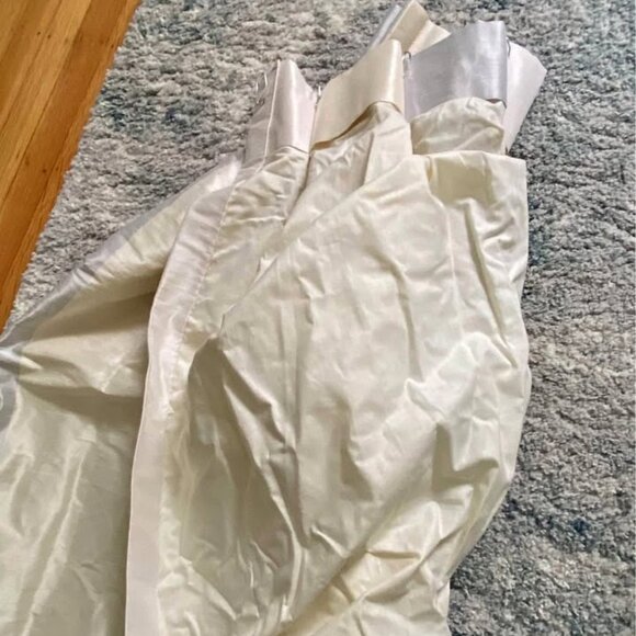 2 Custom 26W x 96L Gray/Ivory LINED Pinch Pleat Silk Curtains - Picture 5 of 9